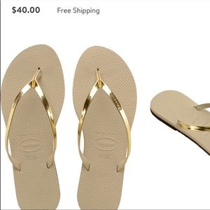 Havainias gold leather sandals